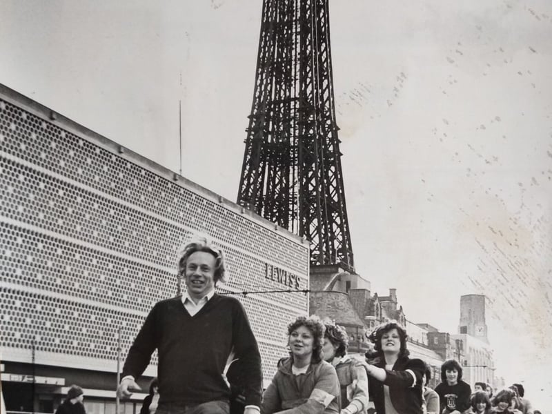 Dr Geoffrey Cowell, head of Blackpool nd Fylde College Food Faculty, who led students on a mammouth conga around town in March 1987