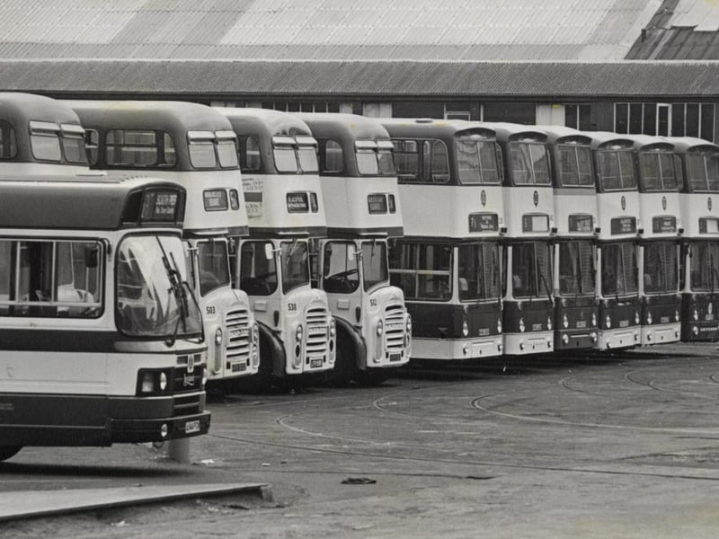 Buses at the Blackpool Corporation depot in 1985