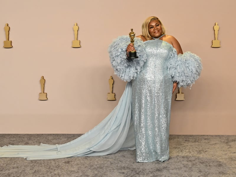 Da'Vine Joy Randolph poses in the press room with the Oscar for Best Actress in a Supporting Role for "The Holdovers" during the 96th Annual Academy Award.