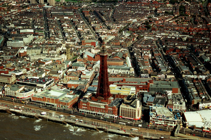 An aerial shot of Blackpool in the 90s