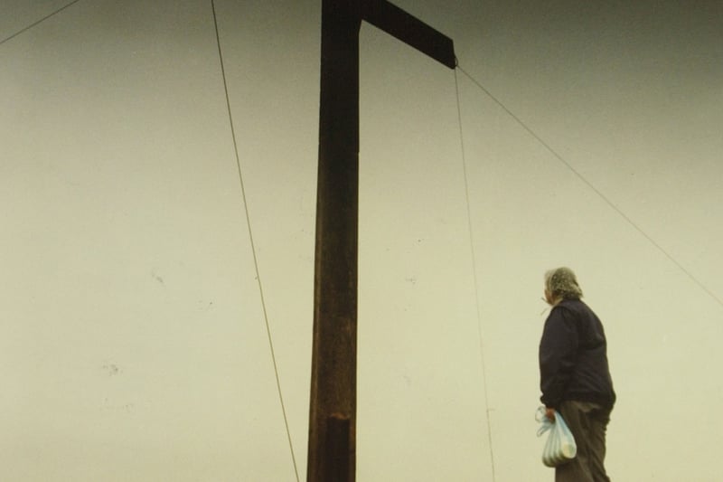 The cross on Otley Chevin pictured in April 1992.