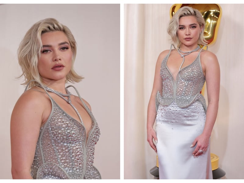 Corsets are in fashion, but I still was not a fan of Florence Pugh's Del Core outfit. The dress featured a sculptural corset with peplum detail but it wasn't flattering and I wasn't keen on the Serpenti wraparound diamond necklace from Bulgari either