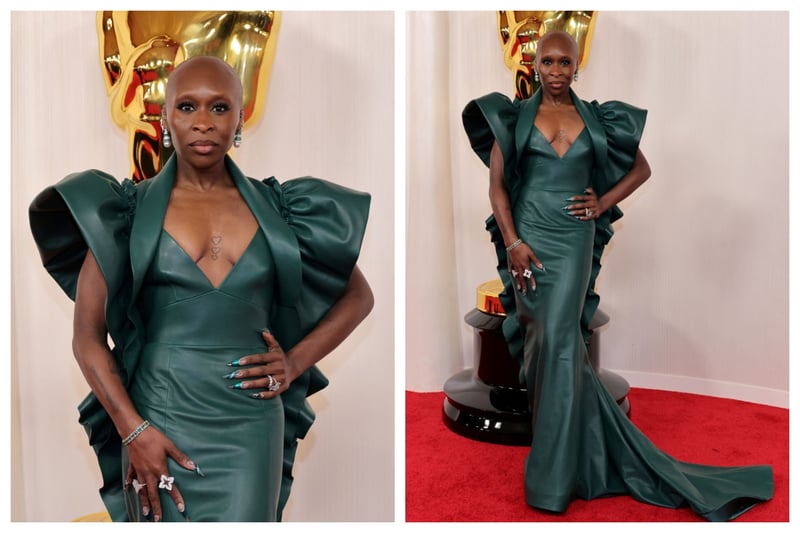 Green is a very fashionable cololur at the moment, think Taylor Swift. However, dark green is quite a tricky colour to pull off. I feel that Cynthia Evrio's Louis Vuitton ruffled dress would have been much better in a different colour 