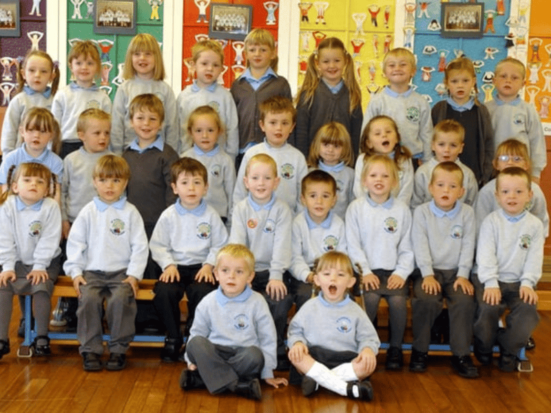 Mrs Scullion and Mrs Cockburn's reception classes lined up for this 2005 photo.