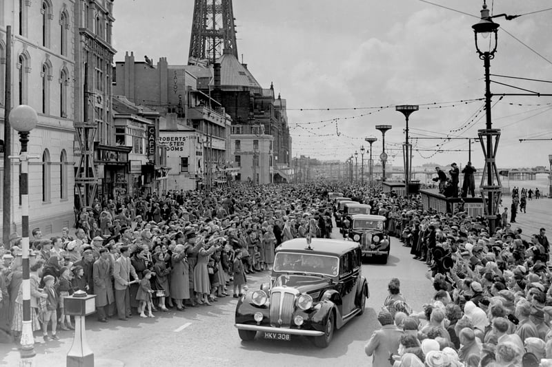 Princess Margaret visited the Fylde Coast in 1954.
Crowds gathered along Blackpool Promenade as Princess Margaret's car arrived at Talbot Square