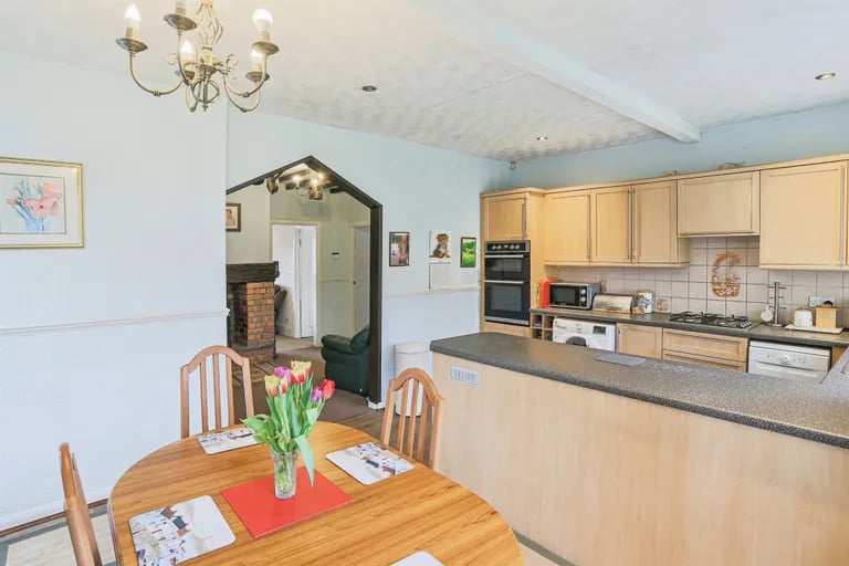 To the rear sits a spacious kitchen and diner.