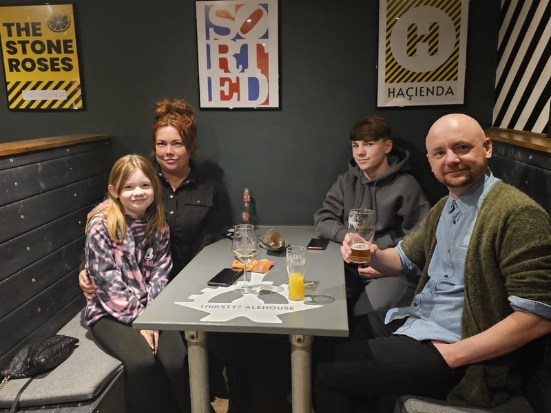 This family are in the Thirsty? Alehouse's Hacienda-themed middle bar