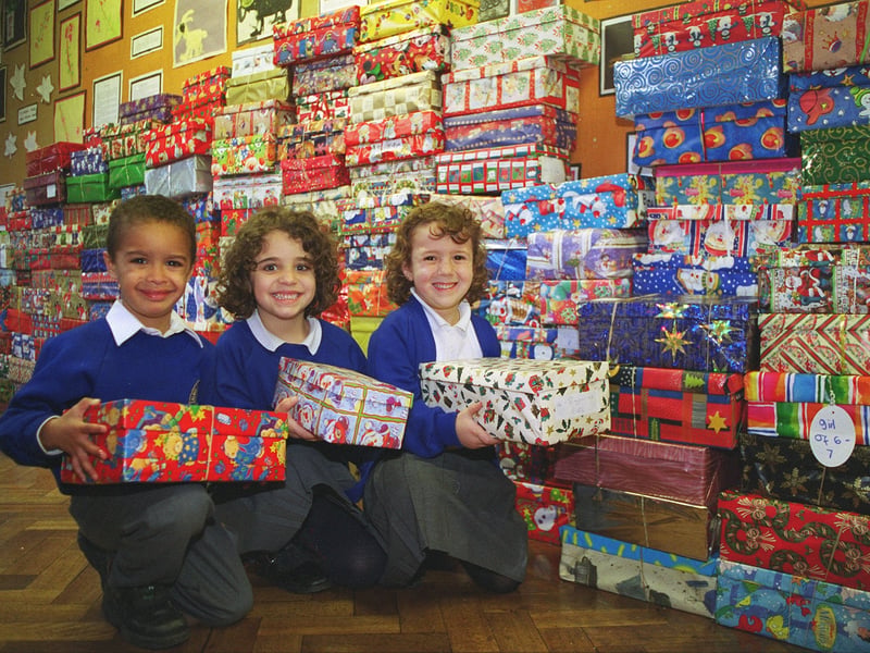 Pupils at Talbot Primary School collected shoe boxes in aid of the Yorkshire Post Appeal in November 1999.
Pictured, from left, are  , Oliver Jackson, Emily Pickett  and Rachel Whitaker.