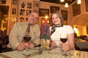 Owner Roy Broughton and bar person Lisa Staniforth at Bistro Casablanca, on Devonshire Street, Devonshire Green, Sheffield, in October 2002