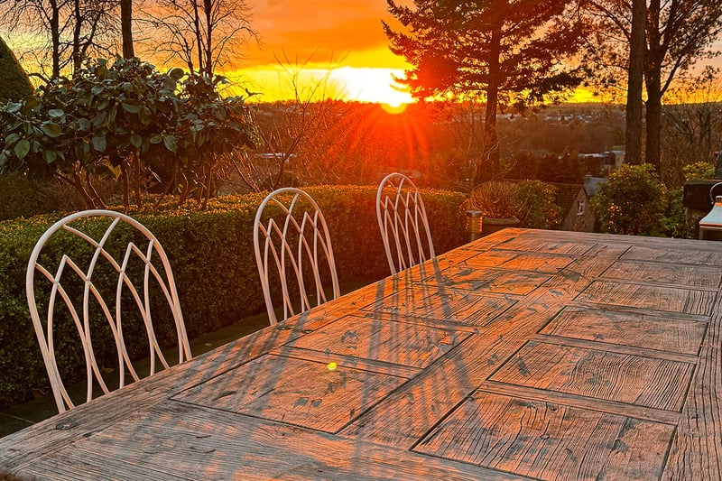 Impressive sunsets can be viewed from the garden.