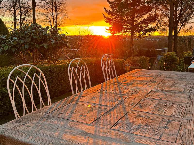 Impressive sunsets can be viewed from the garden.
