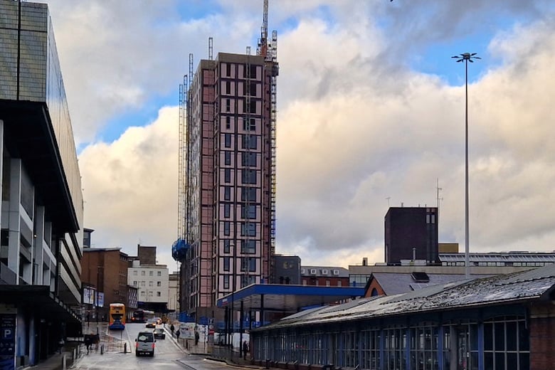 This £20m student block by the bus station on Pond Street will consist of 218 apartments and 13 studios. Originally slated for completion ahead of the September 2022 academic year, its future is uncertain.
