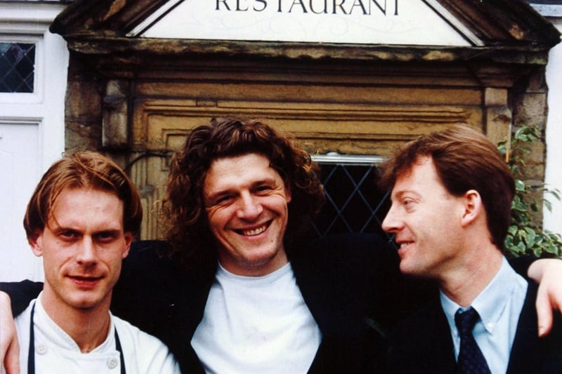 Marco Pierre-White with Box Tree head chef Michael Lambie, left, and restaurant manager Andrew Young in April 1993.