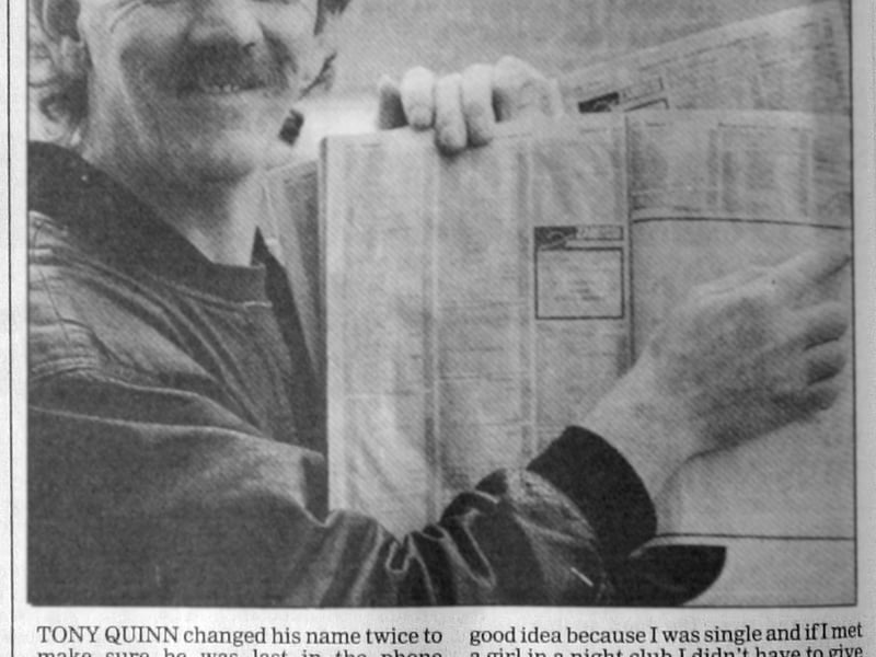 This is Tony Quinn who changed his name twice to make sure he was last in the Leeds telephone directory. He listed himself as Zzzzzzzxxzzxxxxxpster III, Zacharia in the new 1993 directory as his latest step to ensure he was last in the book. Pictured in August 1993.