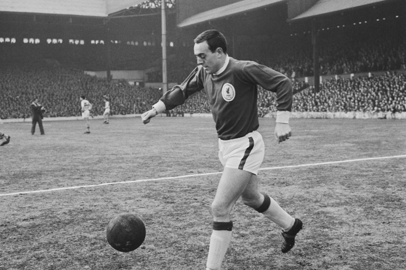 Legendary Liverpool player, Ian St John, on the pitch in April 1963.