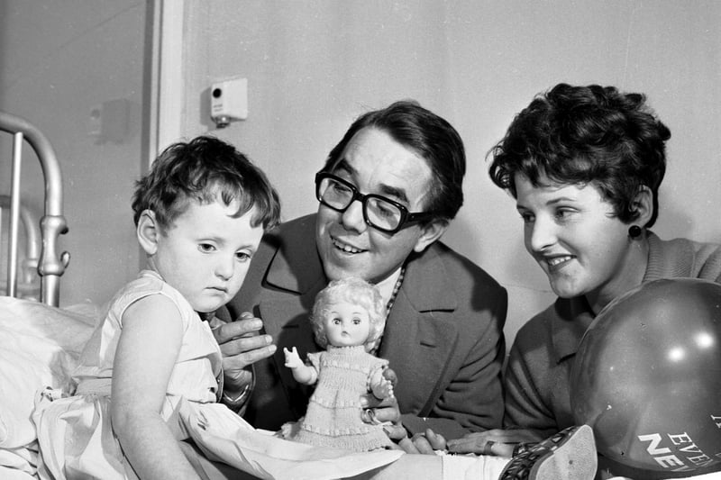 Scottish entertainer Ronnie Corbett visits the children at Princess Margaret Rose hospital in Edinburgh in December 1967 on behalf of the Edinburgh Evening News Odeon Christmas Appeal.