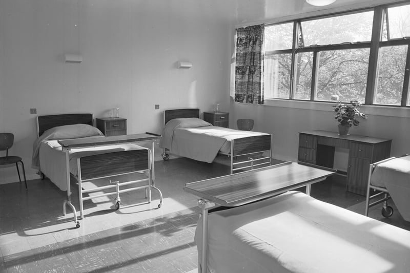Inside one of the wards at the Andrew Duncan clinic in the Royal Edinburgh Hospital in Morningside, October 1965.