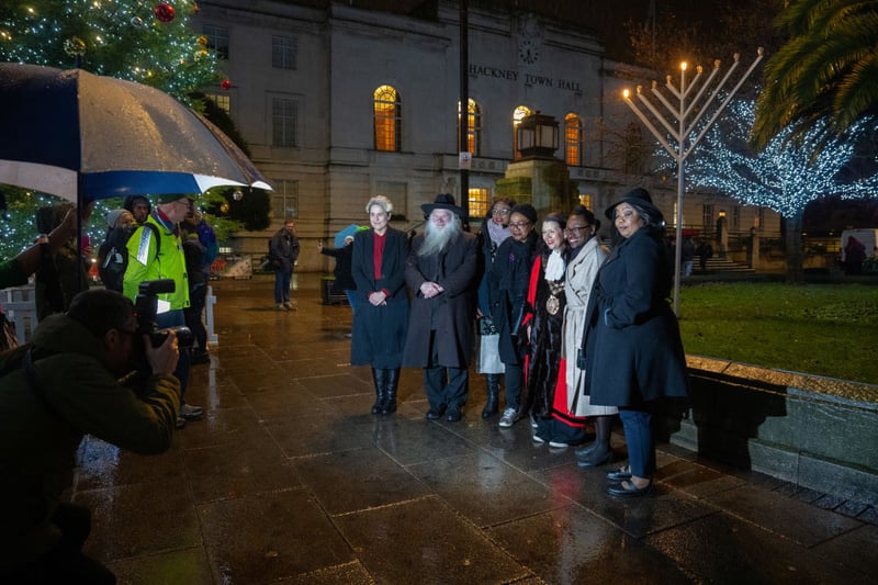 On December 7 2023, Diane Abbott joined Rabbi Herschel Gluck and other local dignitaries for a photograph in front of a menorah outside Hackney Town Hall to mark the arrival of Hanukkah.