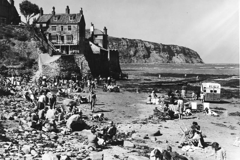 A busy beach in June 1949.