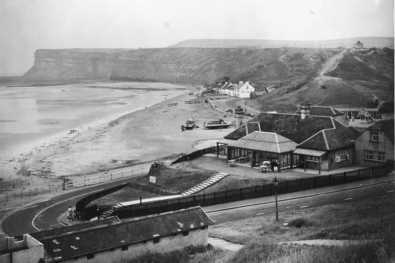 A view of the beach from the cliff top in June 1949.