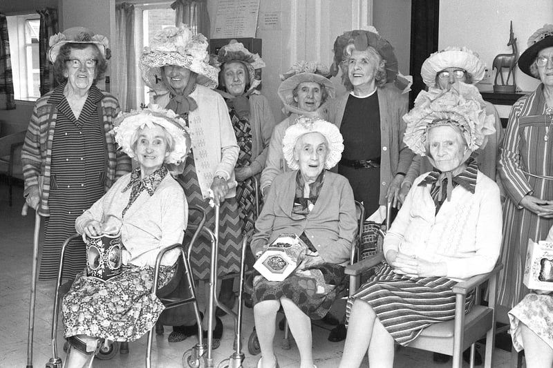 Residents of Broadway House wore some of the Easter Bonnets which were made for them by staff and relations in 1979.