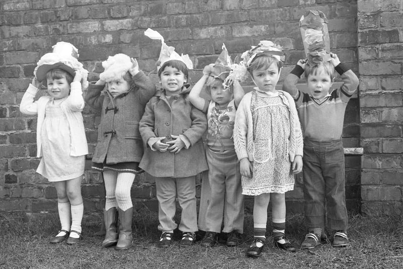 Children who took part in their Easter Bonnet Parade at Elms West Nursery in 1983.