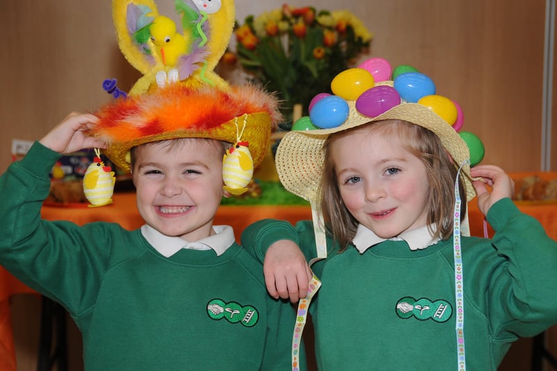Harris Miller and Lola Ashcroft were getting ready for their Easter Parade at Murton Community Primary School in 2013.