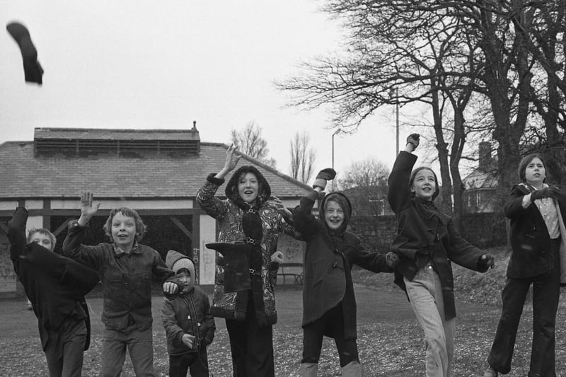 It's an age-old tradition and here are children enjoying a Spring Welly Fling in Backhouse Park on Easter Sunday in 1975.