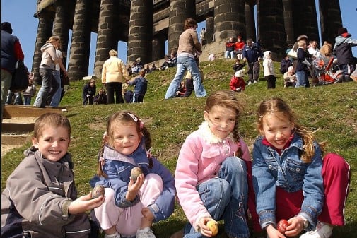 A great turnout for the annual Easter egg rolling competition at Penshaw Monument in 2006.