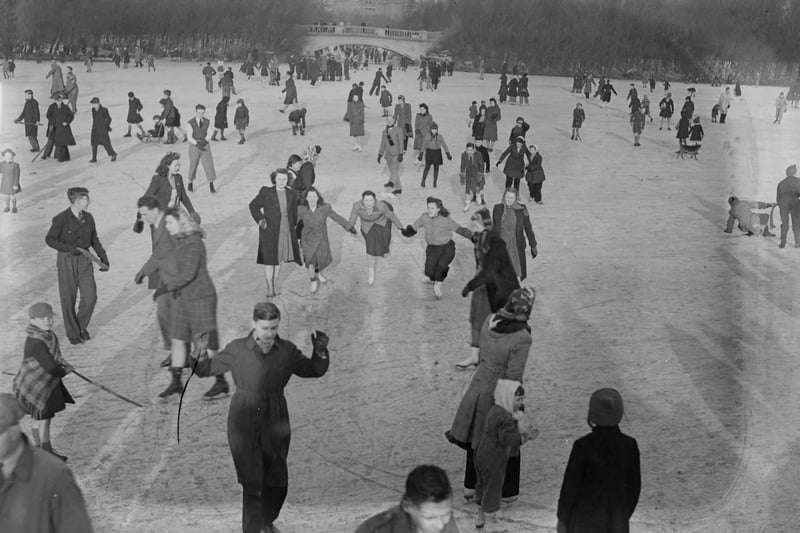 Stanley Park Lake became an ice rink in the big freeze of 1945
