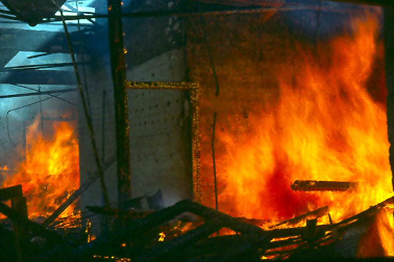 Raging fire destroyed Sowden's Forge in Bramley in August 1976. It wasalso known as Prospect Forge.