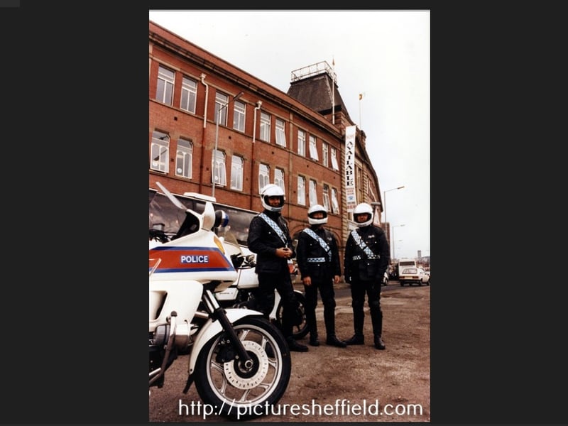 Police Motorbike Patrol, during the World Student  Games in 1991, Savile Street East, Photo: Picture Sheffield