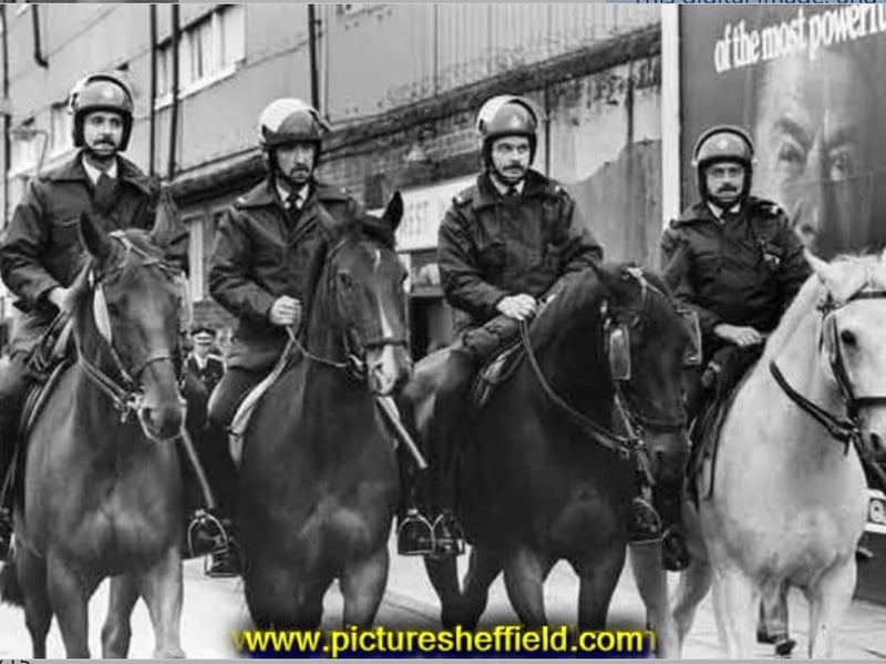 Police horses on Bramall Lane
Location in September 1984. Picture: Sheffield Newspapers Ltd, Picture Sheffield