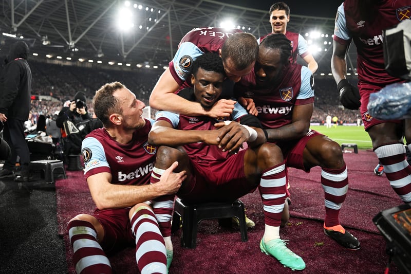 Mohammed Kudus and his West Ham colleagues celebrate in style after his astounding solo goal.
