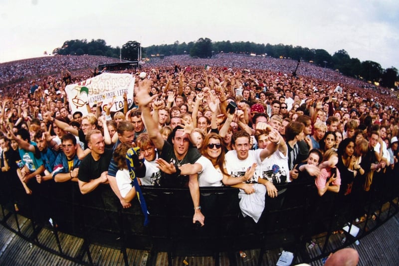 The huge crowd which crammed into Roundhay Park to watch U2in August 1993.