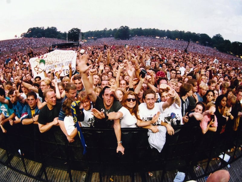 The huge crowd which crammed into Roundhay Park to watch U2in August 1993.