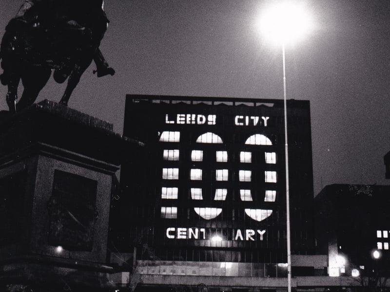 Shoppers are dwarfed by a message of congratulations to the city of Leeds which was celebrating its 100th birthday. The illuminated sign bearing the Centenary Celebration message was one of many marking 100 years of the city centre. Pictured in March 1993.