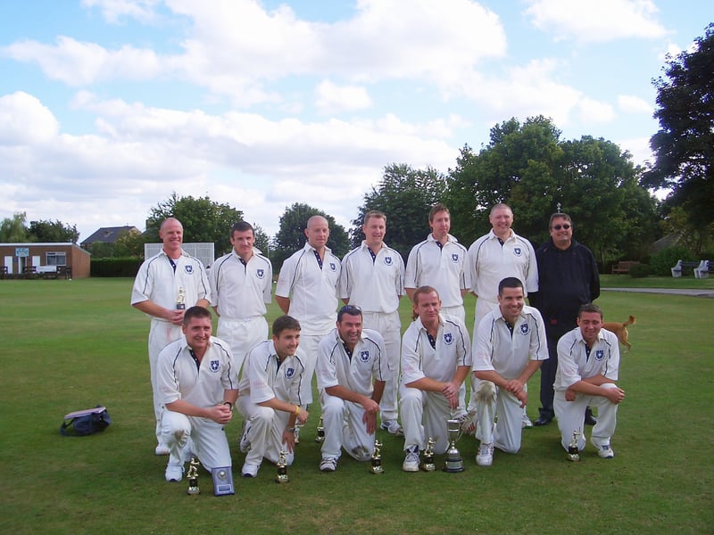 Rodley Cricket team first XI pictured afterwinning the Pools Paper Mills Cup in 2005.