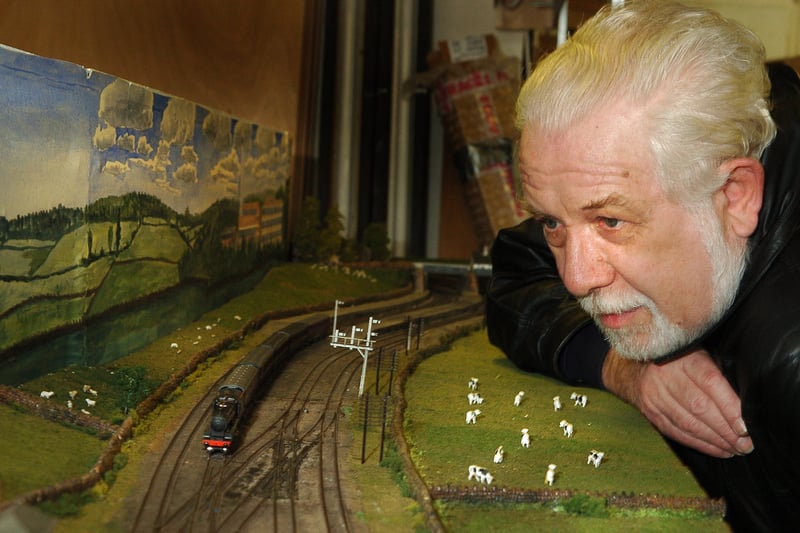 Vice-president of Leeds Model Railway Society Alan Smith with a model of the old Calverley and Rodley railway in October 2007.