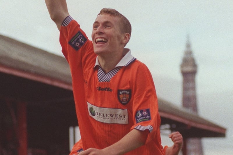 Seasiders 17-year-old Adam Nowland celebrates becoming the youngest Blackpool player ever to score a league goal after fring a late winner against Luton on September 19 which turned out to be Blackpool's last home win of 1998