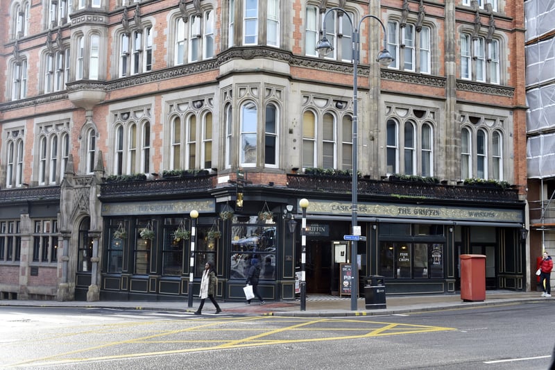 Griffin, on Boar Lane, has 4.1 out of 5 stars on Google, based on 1,667 reviews. One said it was their "favourite pub in Leeds with the best Guinness and polite staff".