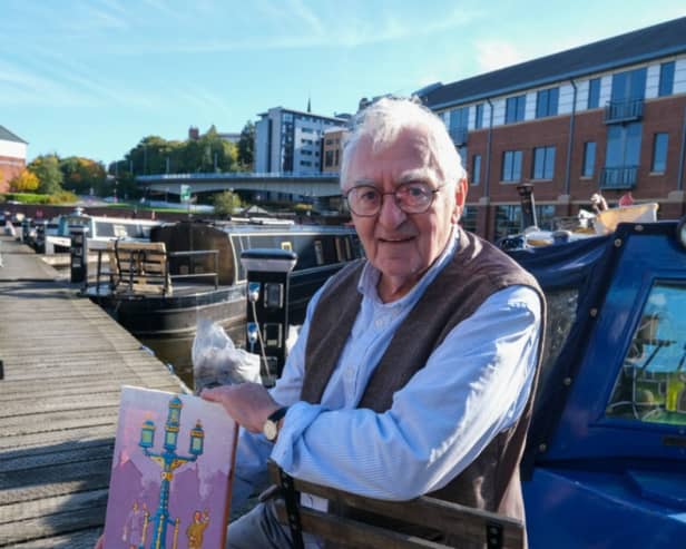 Joe pictured on his boat at Victoria Quays in Sheffield in 2021