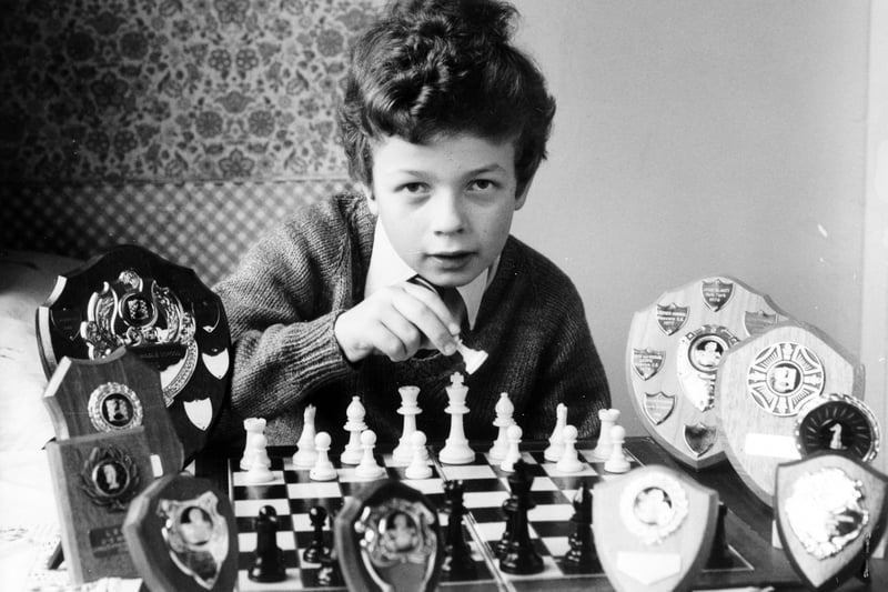 This is Crossgates chess champ Christopher Bennett pictured in November 1981. The Manston Middle School pupil had been playing chess since the age of our and has just added the title of Leeds School's U-12s champion to his list of successes.