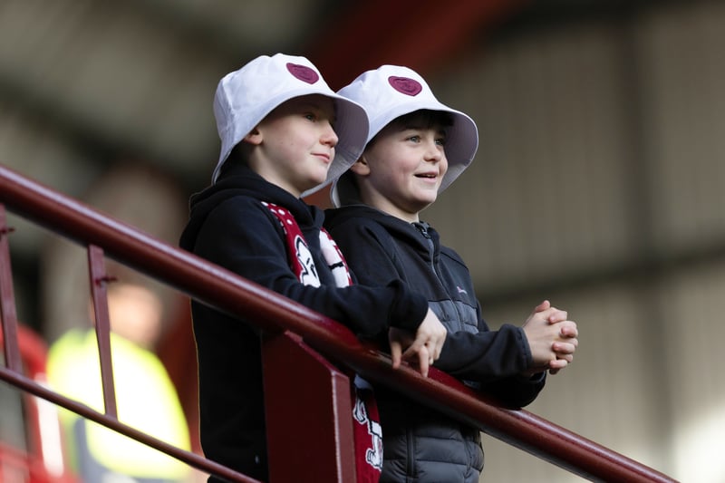 Two young fans are captivated during the 2-0 Hearts win in January.