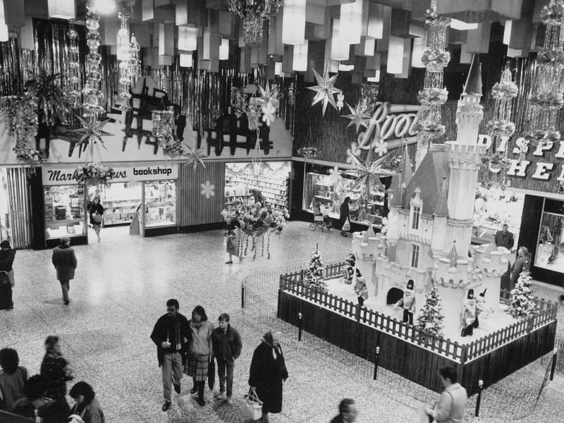 Inside the Arndale Shopping Centre at Christmas in 1988.