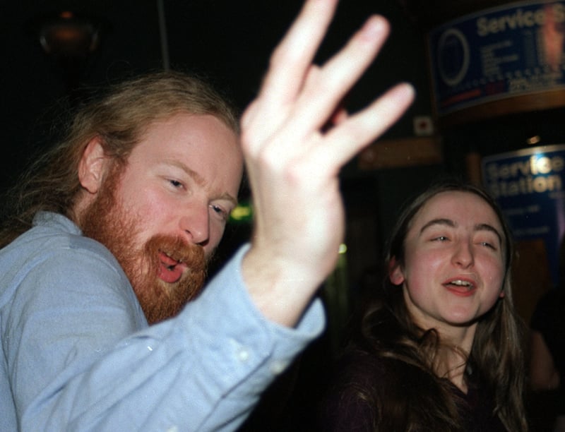 Dave Wemgraf and Helen Cantrill at the Varsity pub on West Street, Sheffield, in 2003