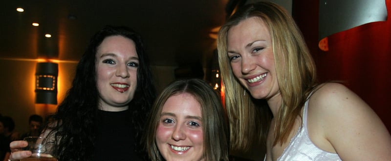 Ruth Allan, Natalie Dix and Helen Oakensen at the Cavendish pub on West Street, Sheffield, in 2004
