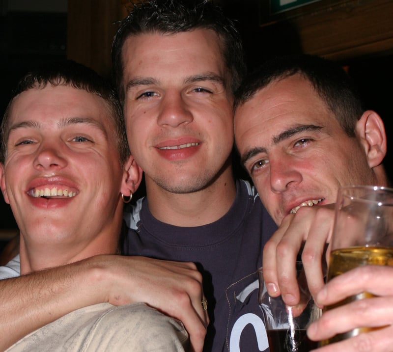 Dean, Ruy and Andy at the Varsity pub on West Street, Sheffield, in 2004