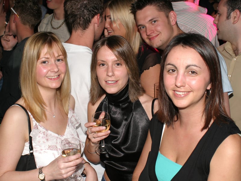 Jo, Emma, Vicky at the Varsity pub on West Street, Sheffield, in 2004