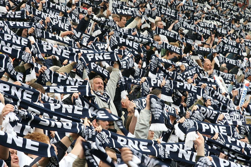Preston North End fans during the Coca-Cola Football Championship match against Birmingham City at Deepdale in May 2007.